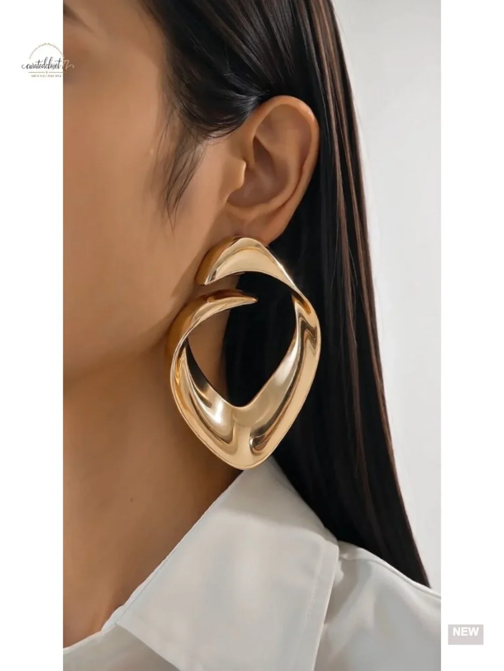 Chunky Hoop Earrings Large Irregular Geometric Spiral Statement Jewelry